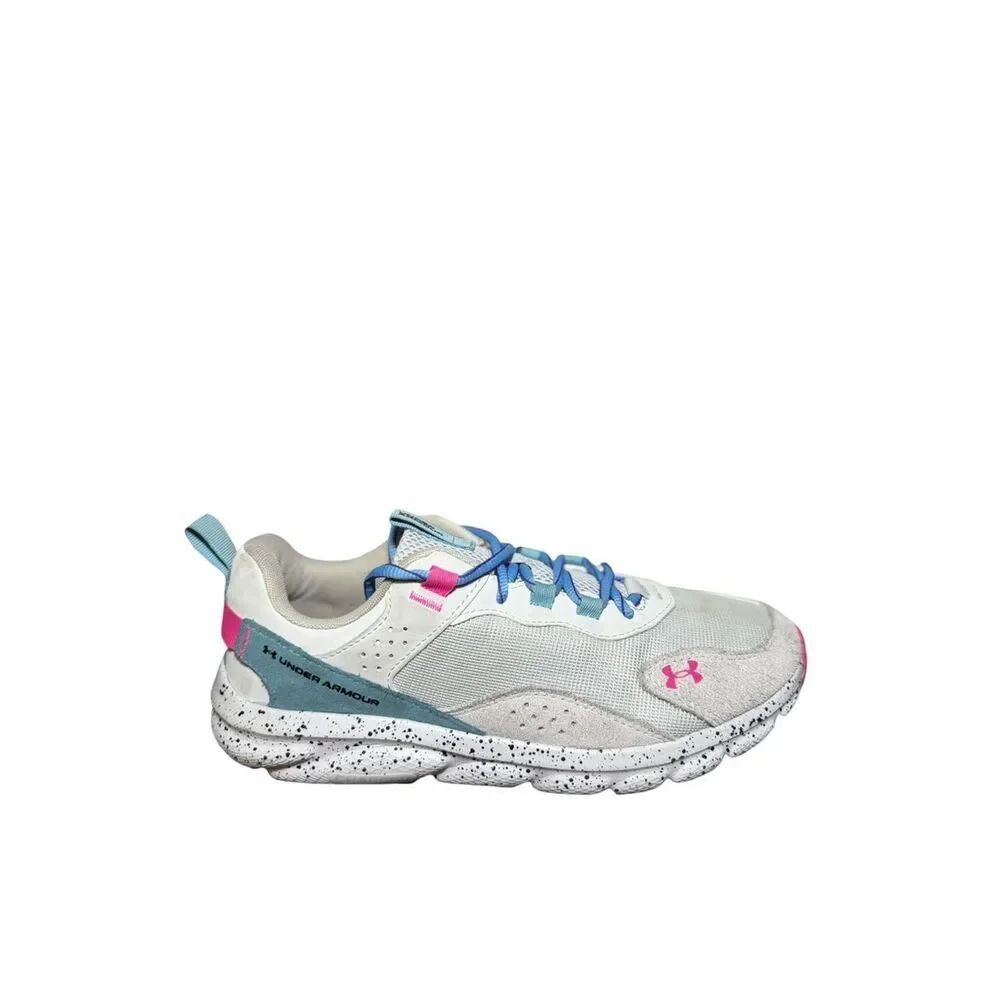 Under Armour White & Light Blue Mesh Sneaker with Pink Accents women’s size 10